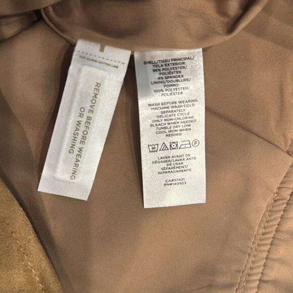 Loft Faux Suede Pocket Shift Skirt Stretch Pale Camel Women's 10 - Picture 5 of 7